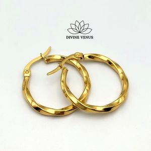 Twisted Hoop Earrings • 304 Gold Plated Stainless Steel